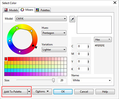 Color Mixers tab