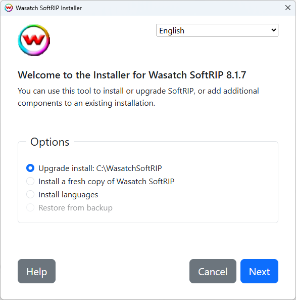 Welcome Page - With Options Screenshot