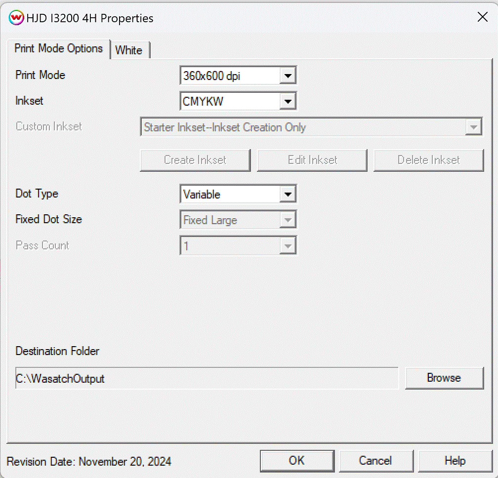 Print mode options